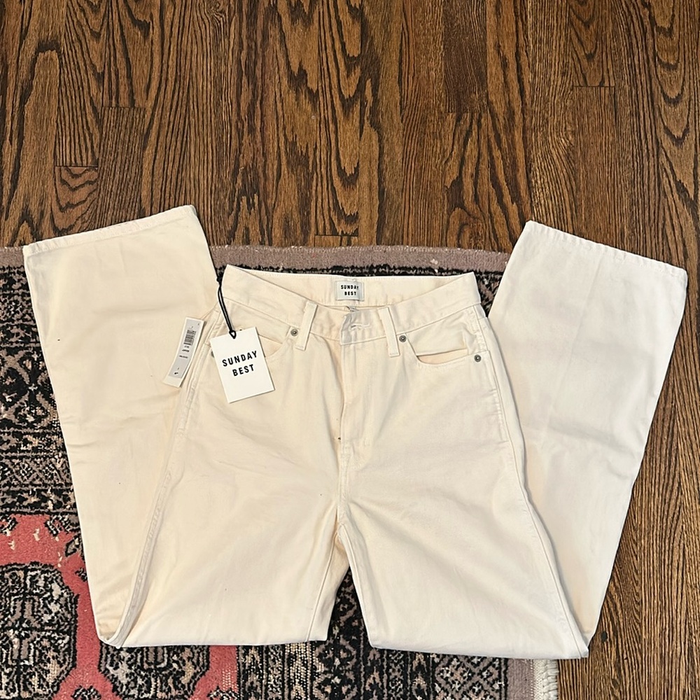 NWT Aritzia Sunday Best High Rise Wide Leg off white Jeans